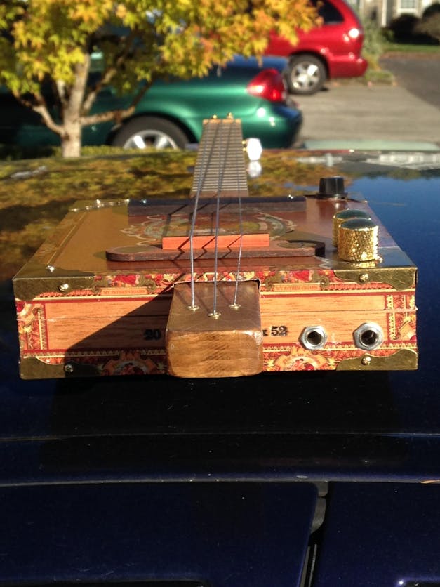 "Thin Ones" Cigar Box Guitar Bridge with vintage U. S. Wheat Pennies